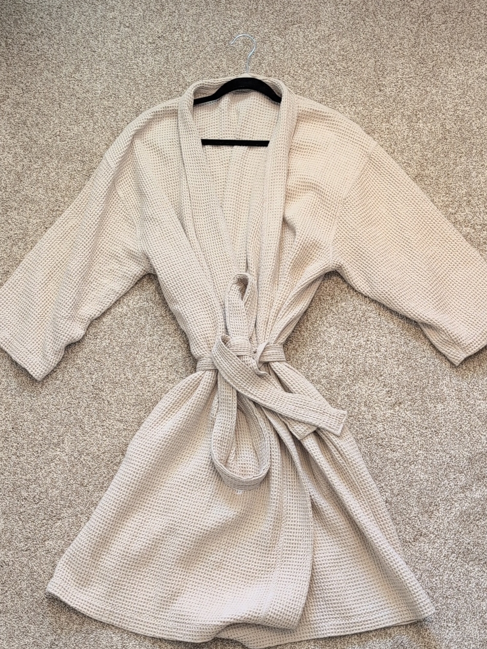 🧶 IKEA Cream Waffle-Knit Robe with Tie Waist